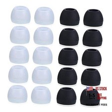 20 Pcs Medium Silicone Earbud Cap Tip Cover Replacement - 10 Black, 10 Clear