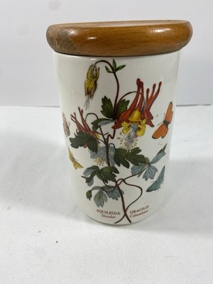 Slender Columbine 7'' Canister w/ Wooden Lid Portmeirion Botanic Garden Botanical