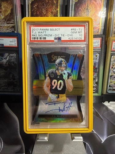 2017 Select T.J. Watt Rookie Signature Die Cut Tie-Dye Prizm Autograph 2/25