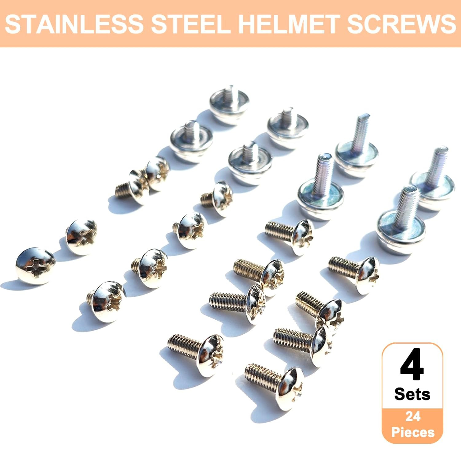 24 Pcs Stainless Steel Helmets Visor Screws, Hockey Helmet Repair Kit, Footba...