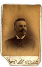 Cabinet Card Circa 1890s Lloyd Man with Mustache In Suit Hartford CT