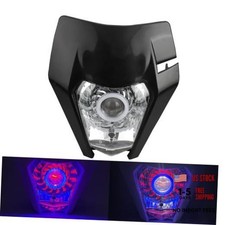 Dirt Bike LED Headlight,Motorcycle Plate Angel Eye Front Headlamp Kit For Black