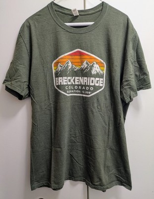 Breckenridge Colorado Rocky  Mtns Ski 60 Cotton 40 Polyester Green T Shirt XL
