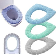 Bathroom Soft Thicker Stretchable Washable Cloth Toilet Seat Cover Pads 3PCS