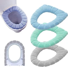 Bathroom Soft Thicker  Stretchable Washable Cloth Toilet Seat Cover Pads 3PCS