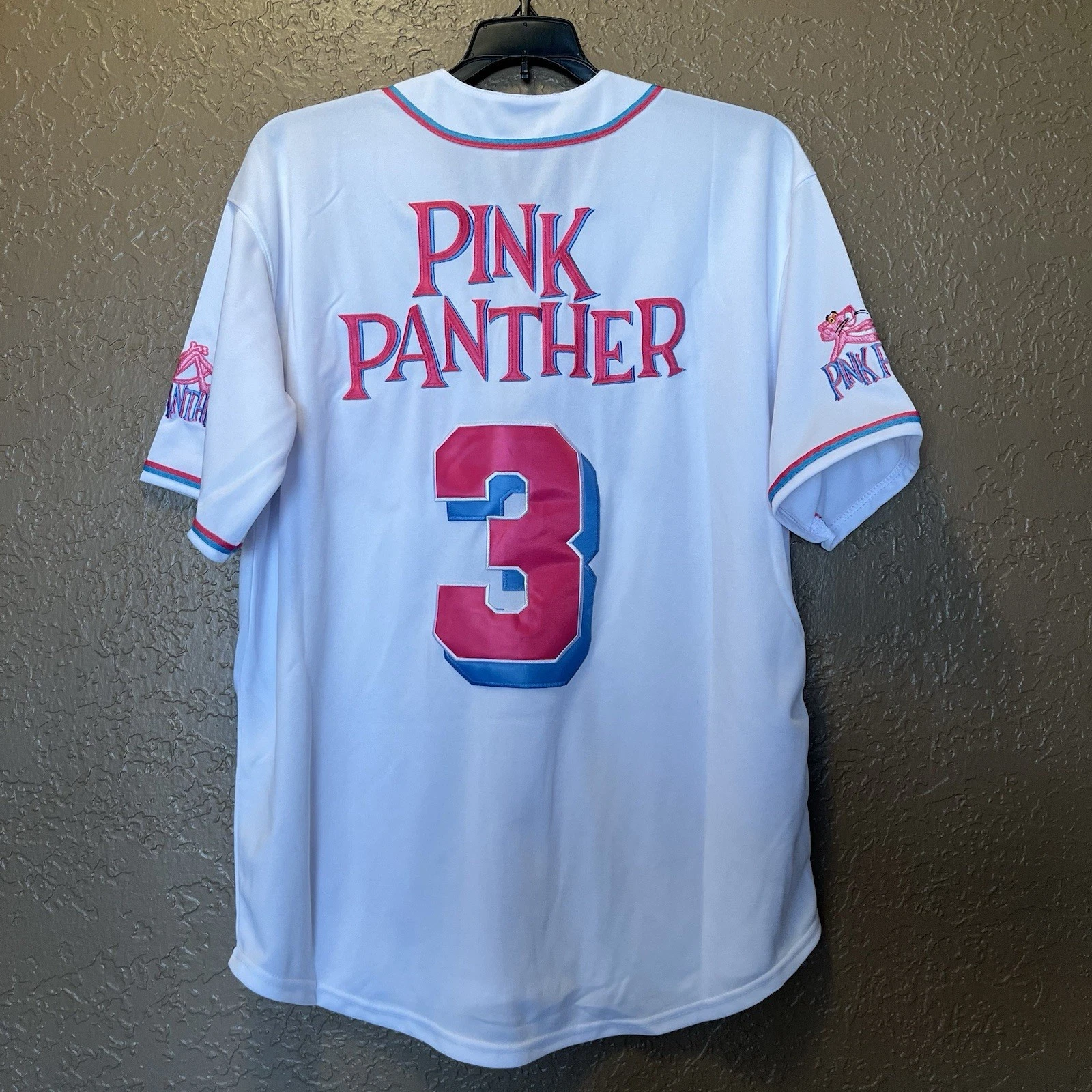 Pink Panther 3 White Men's Baseball Jersey