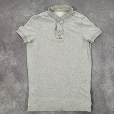 Abercrombie & Fitch Shirt Mens Small Gray Stripe Y2K Henley Muscle 1892 Casual