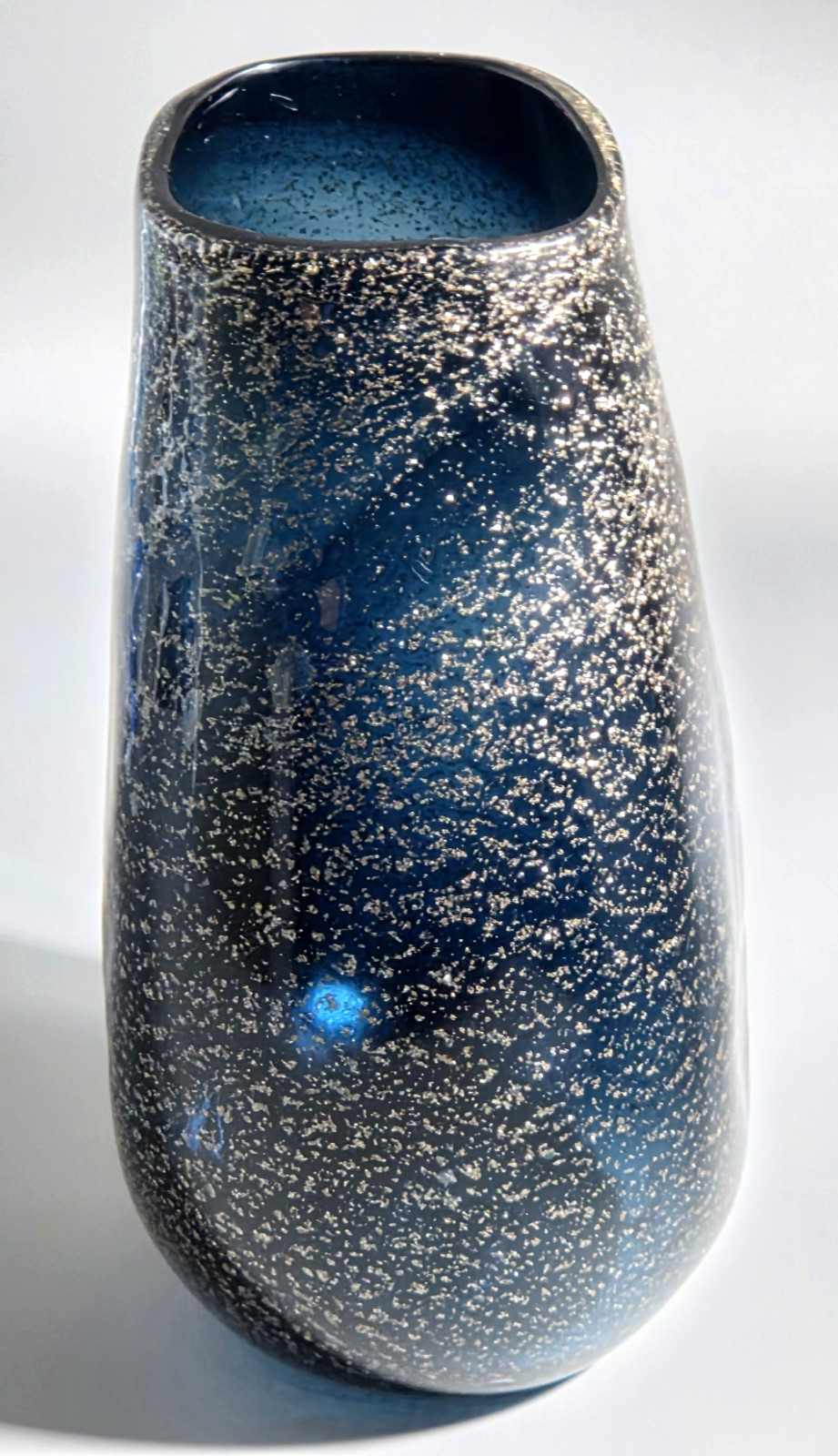 Roberto Cavalli Formia Murano Glass Vase Proteo Sapphire & Gold Leaf Italy 70's