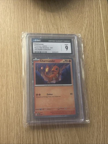 Pokémon Black Star Promo Charmander SVP047 151 Poster Galaxy Swirl PSA 9 Slab