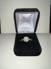 Vintage 14k White Gold Halo Diamond Engagement Ring size 10