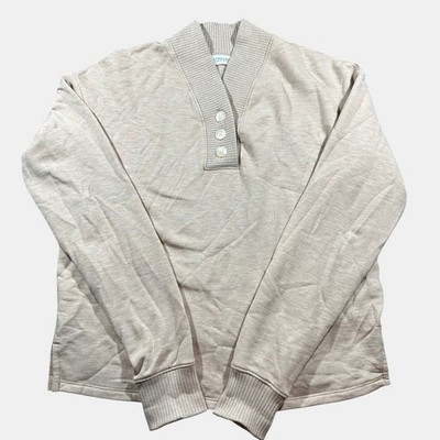 Haven Well Within Beige Henley Pullover Top Size M Soft Tencel Lounge Minimalist