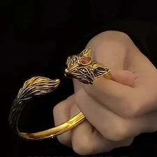 Fox Zircon Bracelet Vintage Adjustable Open Bangle Ancient Style Jewelry