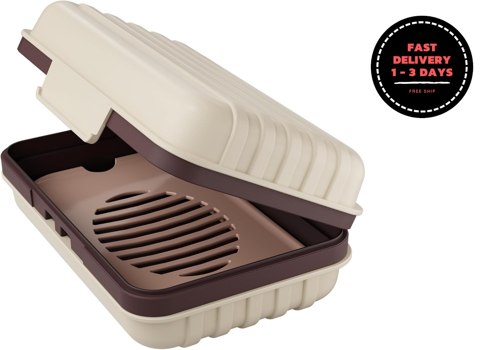 Jabonera portátil con tapa, tamaño viaje, color marrón. Ideal para la ducha