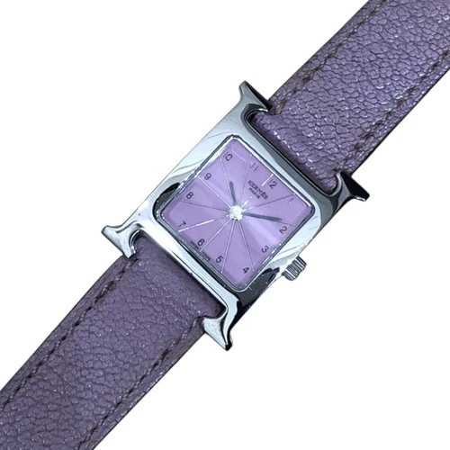 HERMÈS OROLOGIO HERMES H HH1.210 ACCIAIO INOX ROSA OROLOGIO DA POLSO DONNA QUADRANTE QUADRATO SVIZZERO