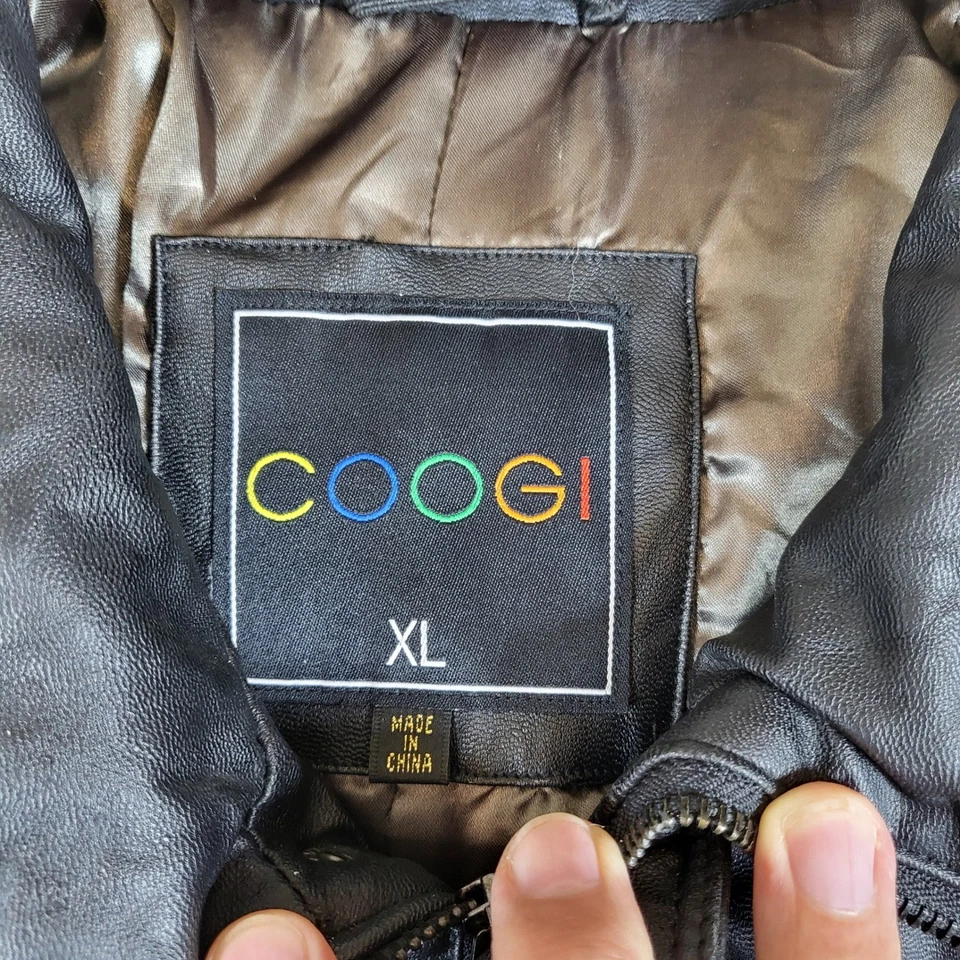 COOGI CG69 Black Faux Leather Puffer Jacket Outerwear Division High Quality XL - Image 3 of 4