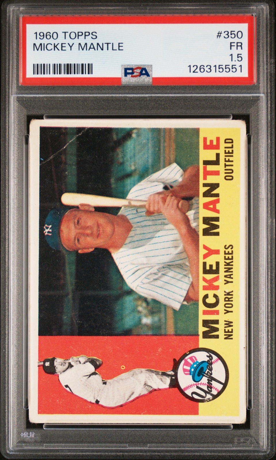1960 TOPPS #350 MICKEY MANTLE PSA 1.5