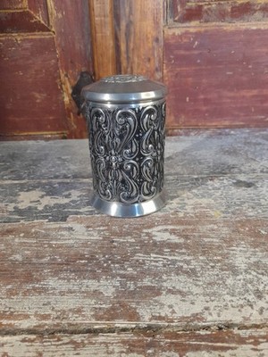 Pewter storage box, Norwegian hand made, folkart, mid-century, rare object,