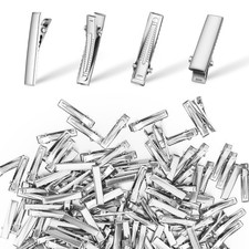 150 Pcs 1.26 Inch Alligator Hair Clips Silver Metal Hair Bow Clips for Women