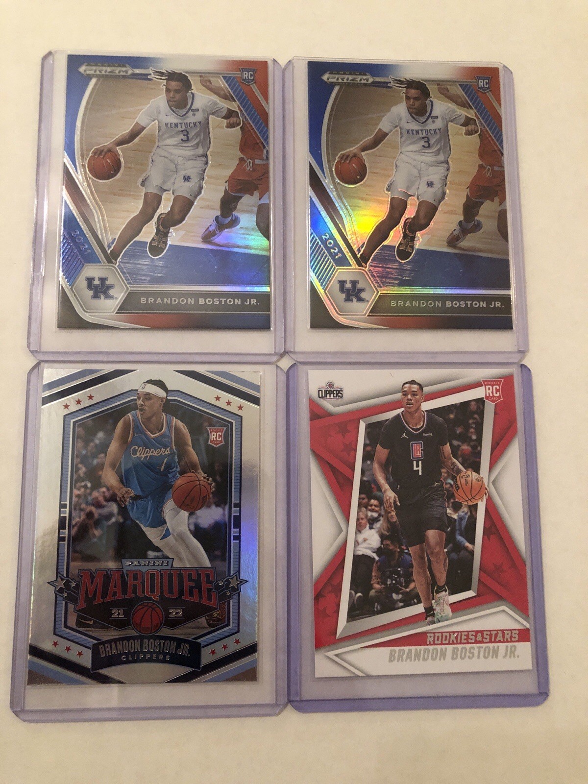 Lot of 4 Brandon Boston Jr. Basketball NBA Cards Los Angeles Clippers Kentucky
