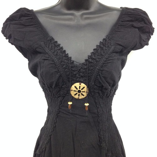Vestido Artesanal Peruano Algodón Boho Gitano Bohemio Campesino Maya Hecho a Mano en PERÚ - Imagen 4 de 68