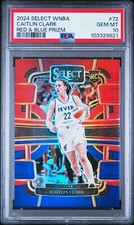 2024 Panini Select WNBA - Caitlin Clark #72 Red & Blue Prizm /399 (RC) | PSA 10