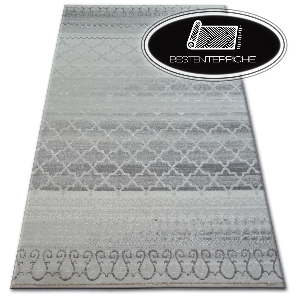 Tapis Moderne Gris Rectangulaire ACRYL Laine & Viscose « PATARA » Abstrait - Photo 1/1