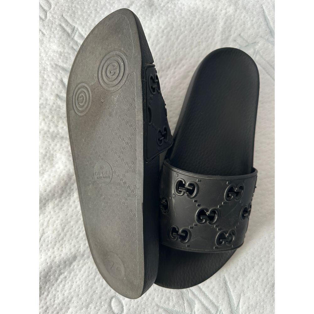 Gucci Black Monogram Slide Sandals Luxury Pool Slides UNISEX
