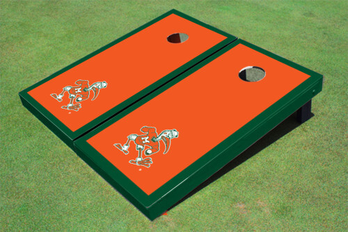 University Of Miami "Sebastian The Ibis" Hunter Matching Border Cornhole Boards - Picture 1 of 1