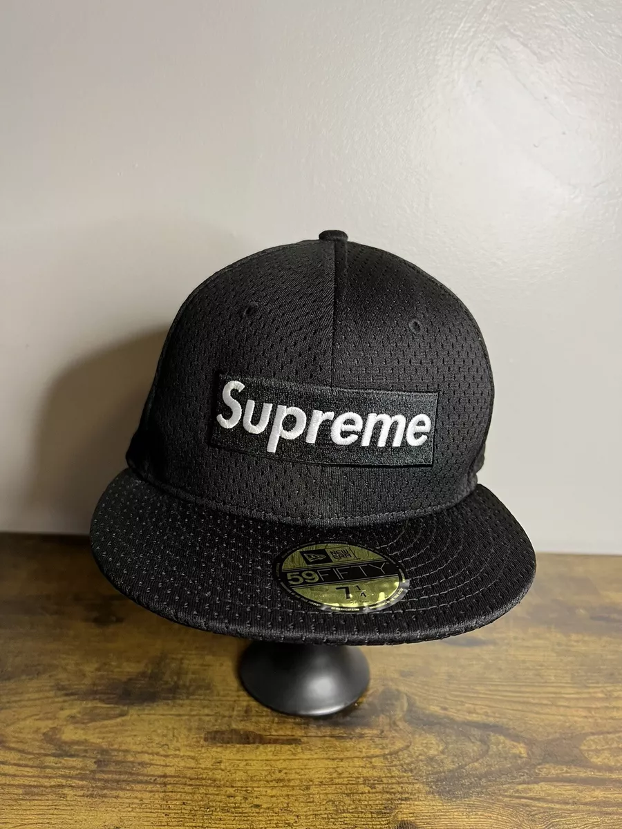 Supreme New Era SS18 Black Mesh Baseball Fitted Box Logo Hat