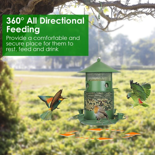 Squirrel-Proof Wild Bird Feeder Metal Bird Seed Feeder For Yard Garden Patio US - Picture 7 of 12