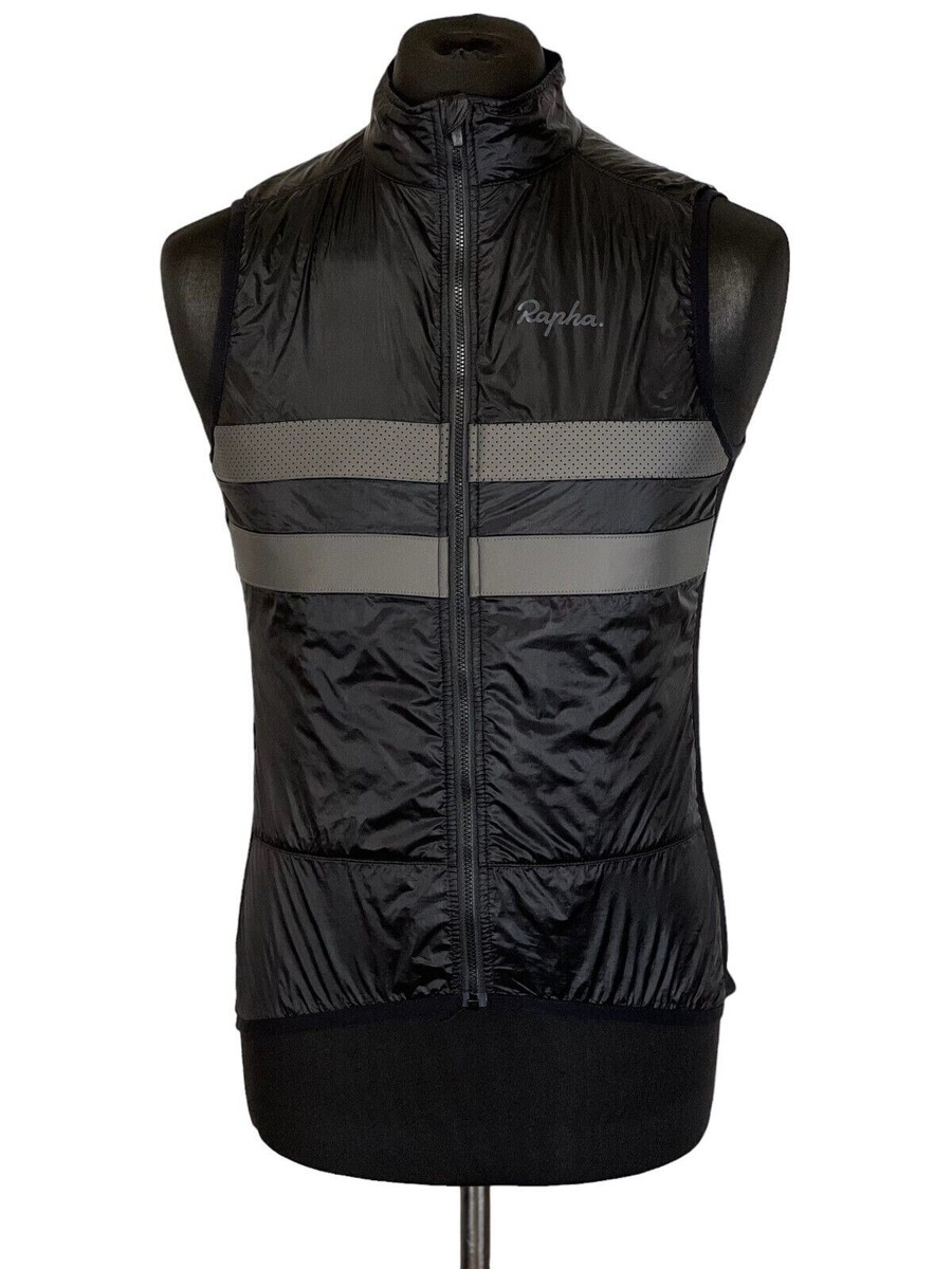 USED BLACK GRAY RAPHA BREVET INSULATED CYCLING GILET VEST