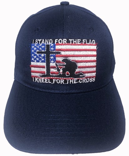 I STAND FOR THE FLAG I KNEEL FOR THE CROSS USA Adjustable Baseball cap Hats Lot - Picture 36 of 37