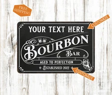 Personalized Bourbon Bar Sign Alcohol Beer Man Cave Metal Decor 108120122001