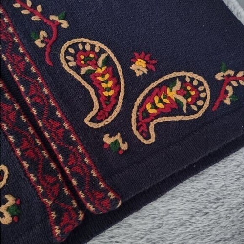 Vtg Leslie Fay Sportswear Sweater Vest Top Embroidered Paisley Gold Buttons Med - Picture 8 of 11