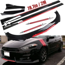 For Dodge Dart GT Front Bumper Lip Splitter Spoiler Side+Skirts Glossy Black/