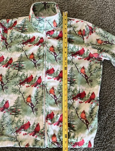 vintage Bon Worth  red birds Fleece Zip Up Jacket (P) - Picture 8 of 8