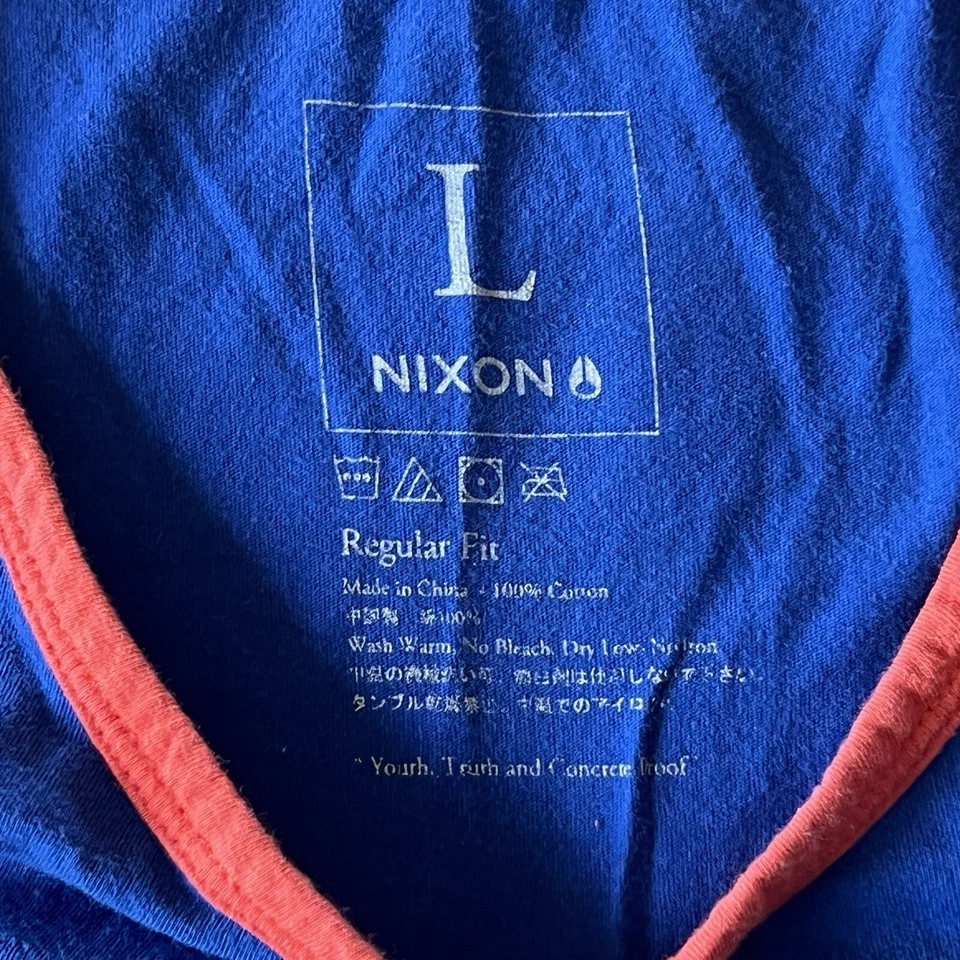 Nixon Shirt Mens S/M Youth L Tank Top Orange White Watch Embroidered Surf 2693 - Image 4 of 4