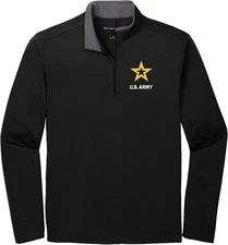 US Army Star Logo White Chest Print 1/4 Zip Silk Touch Performance Shirt