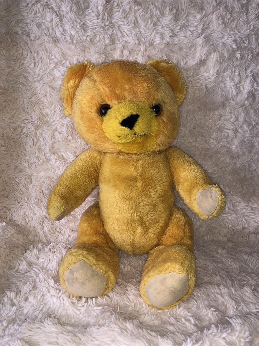 Vintage Tebro Made In Korea Old Teddy Bear Orange Eyes Posable