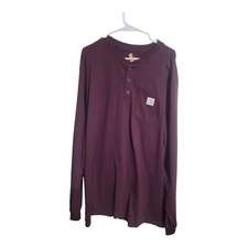 Carhartt Shirt Men L Tall Maroon Henley Rancher Regular Work Gorpco K128-PRT