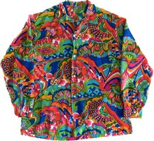vintage 70s 1970s unisex psychedelic multicolor patterned mod button up shirt