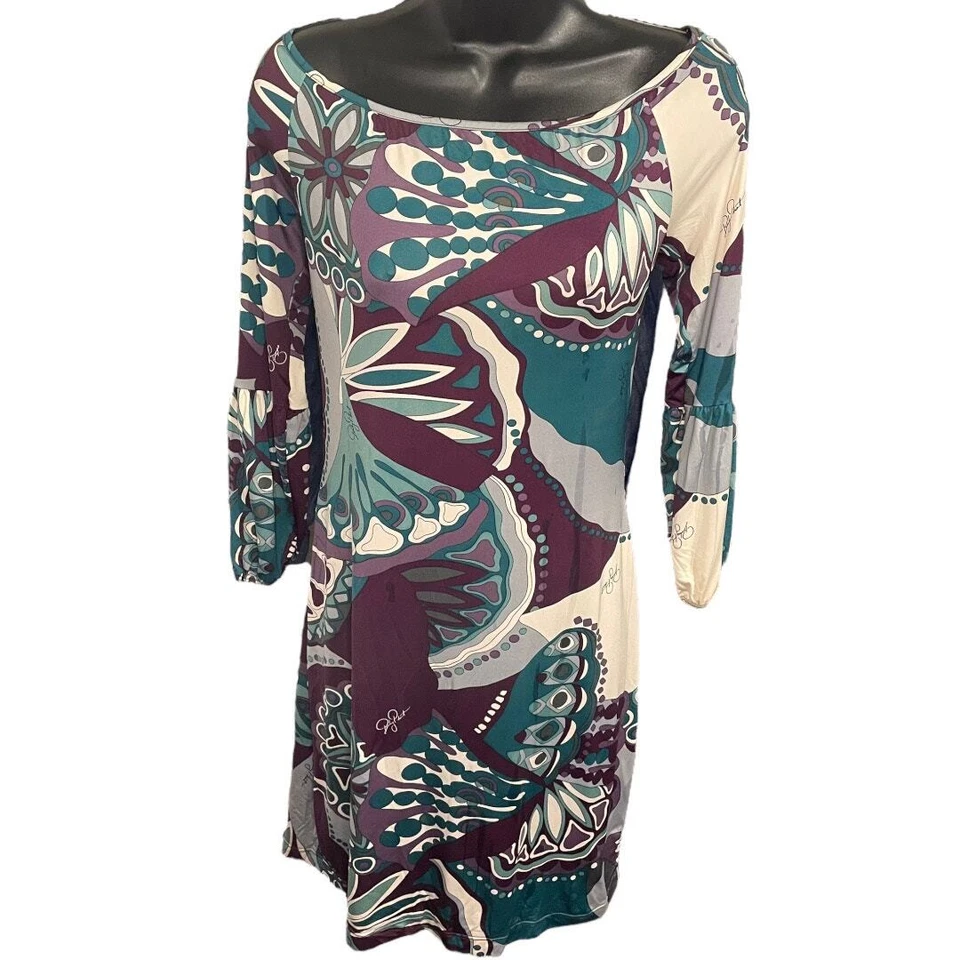 Vestido ceñido al cuerpo Baby Phat cachemir manga larga Y2K azul y verde azulado talla grande Foto 4 de 4