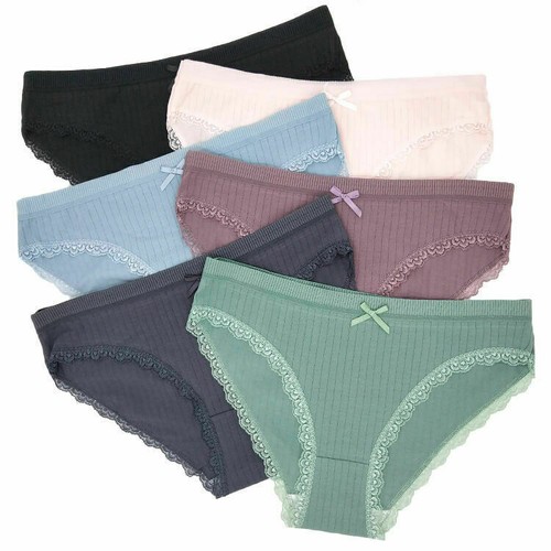 6 x Womens Ribbed Cotton Bikini Underwear Brief Sexy Panties Comfy - Assorted - Bild 1 von 4