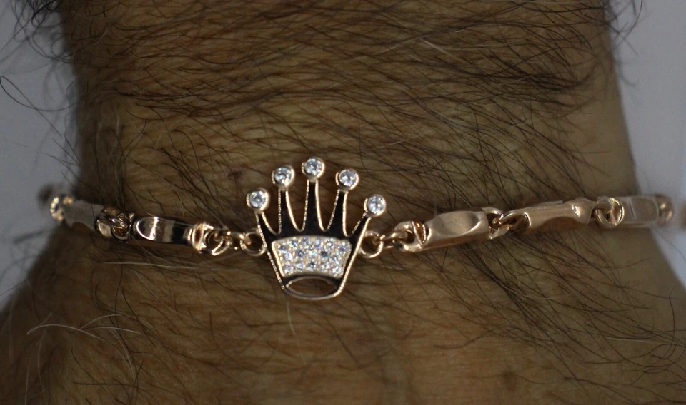 BRACCIALE ARGENTO CORONA CROWN RAMATO CM 17 MM 15X14 ZIRCONI BIANCHI EXPLOIT - Immagine 3 di 4