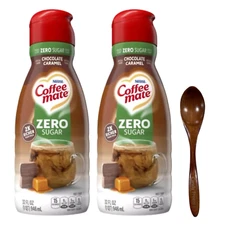 CoffeeMate Sugar-Free Chocolate Caramel Coffee Creamer 32 oz 2 pks Wooden Spoon