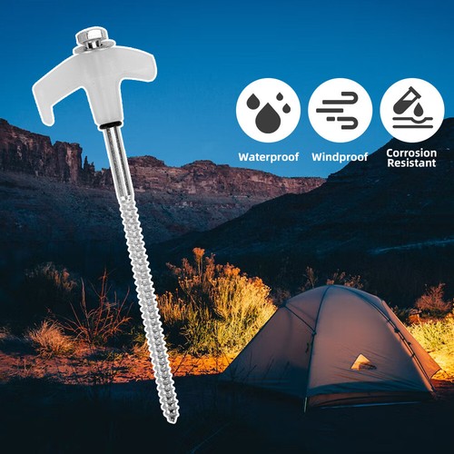 Screw in Camping Tent Pegs Glow in The Dark Head +Hex Drill Bit + Adaptor +Box - Picture 3 of 12
