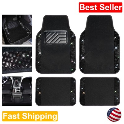 Sparkling Rhinestone Diamond Car Floor Mats - Waterproof & Anti-Slip Set of 4