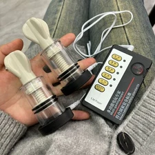 E-stim Shock Nipple Sucker Breast Clamps Suction Cups Enlarger Massager Sex Toys