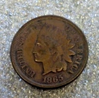 1865 INDIAN CENT VF. REDUCED 2/19/26 (1197)