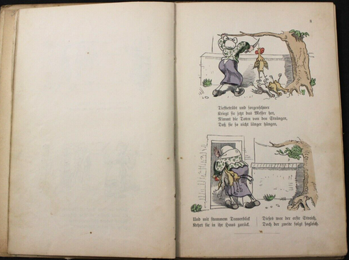 ANTIQUE 1893 GERMAN LANGUAGE "MAX UND MORITZ" BOOK BY WILHELM BUSCH ~ COMICS - Picture 11 of 22